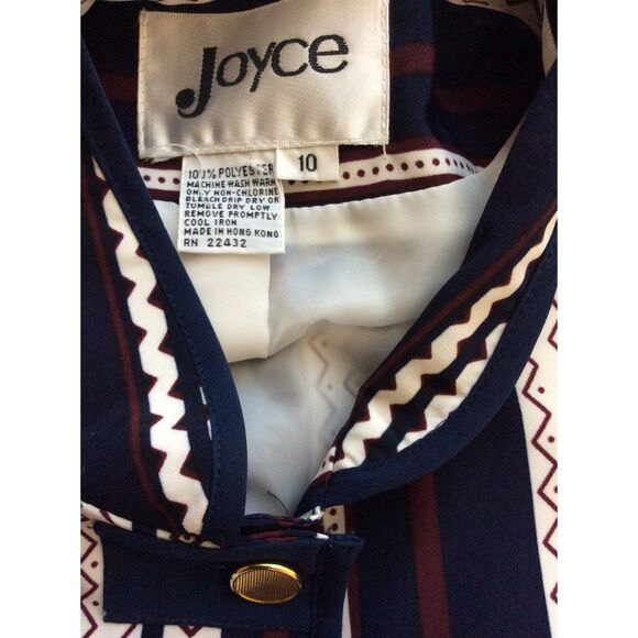 Vintage Size 10 Womens Button Front Striped Lined Blouse - Picture 4 of 9